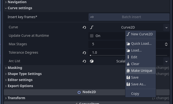 make unique in inspector