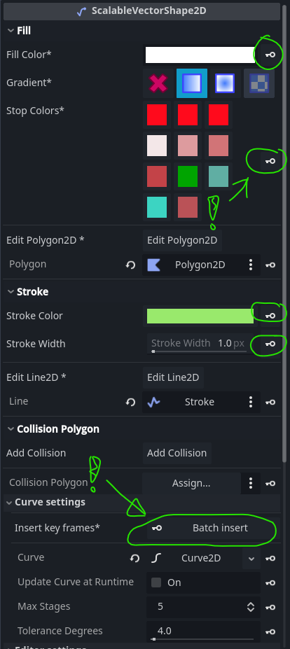 the new key frame buttons in the inspector