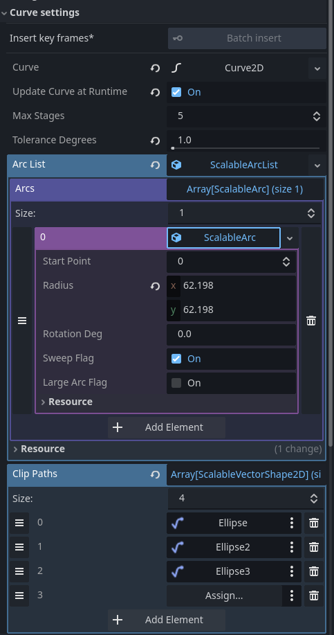 A screenshot of the Curve settings inspector form as per release 2.9